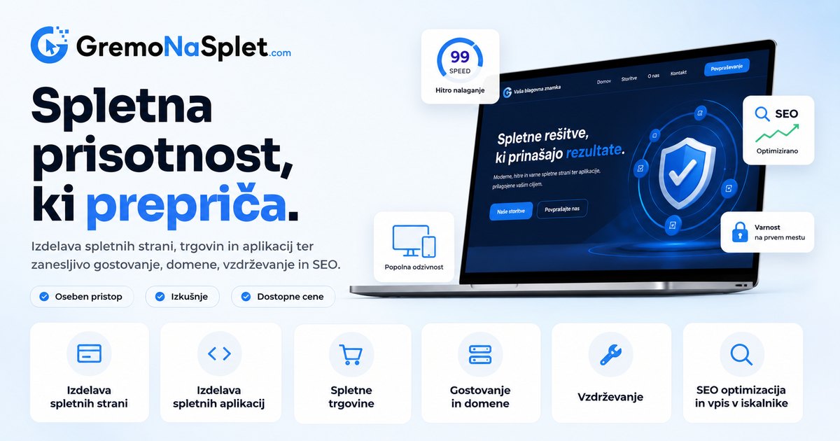 Predogled spletne strani Gremo Na Splet — premium spletne rešitve